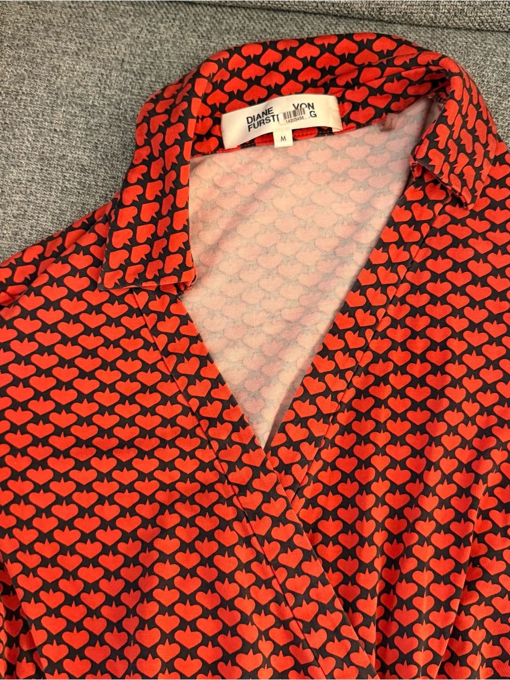 Diane Von Furstenberg Black Wrap Dress with Red Spade Motif